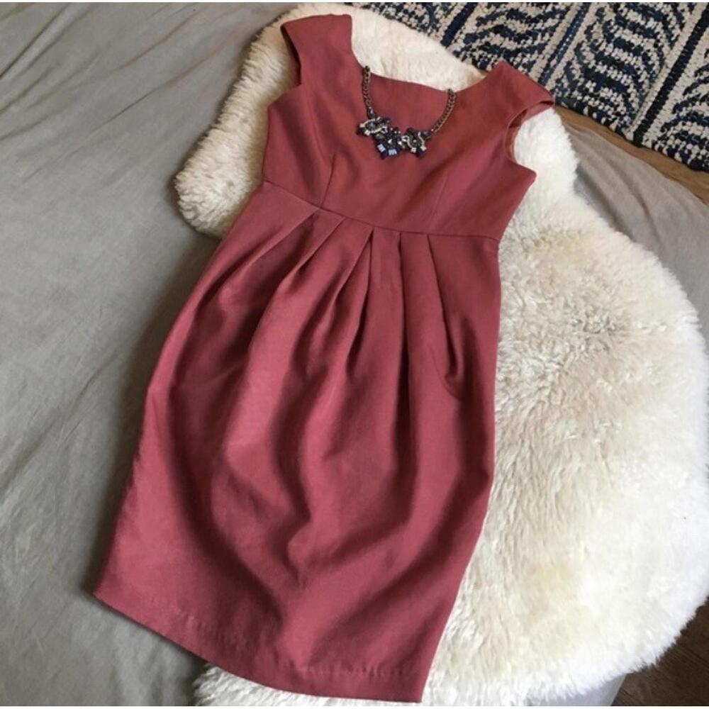 H&M Vintage Tulip DRESS Size 2 TERRACOTTA RUST Fall Autumn Orange Pumpkin Spice